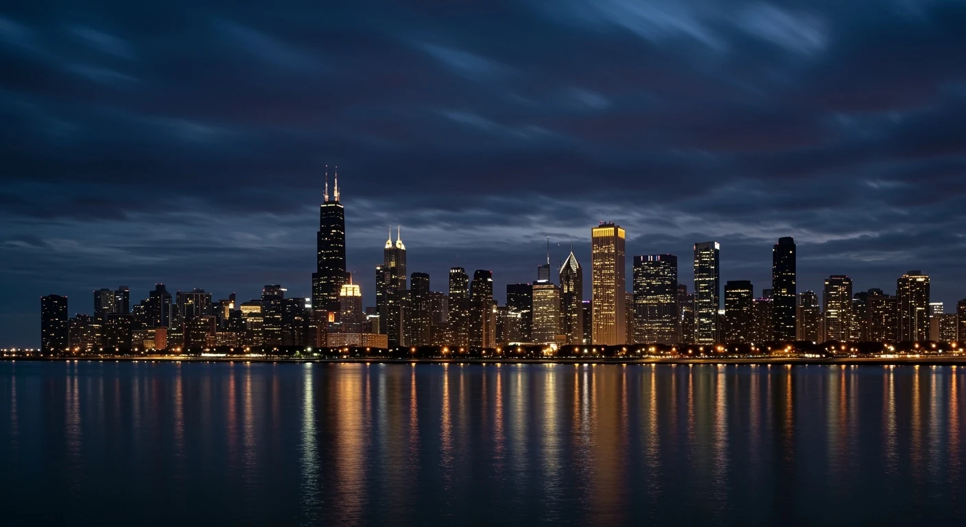 Chicago skyline at blue hour