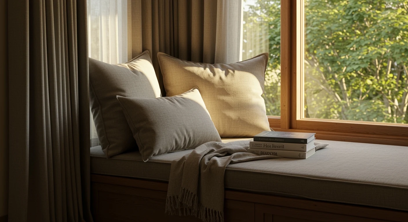 Sunlit window-seat reading nook
