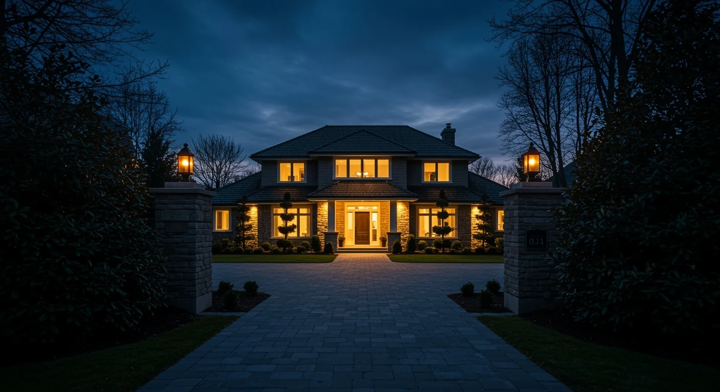 Warm home with a paver driveway