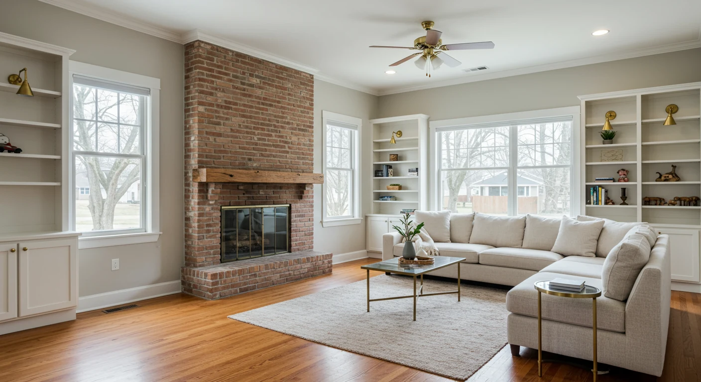Family room polished refresh concept for 8936 Charrington Drive